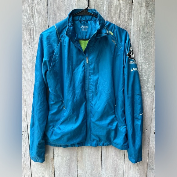 Women’s Vintage ASICS Windbreaker Jacket GT-Series1993 On Arm Size Medium Blue - Picture 1 of 11